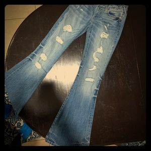 Women Low Rise Bell Bottom Denim Jeans